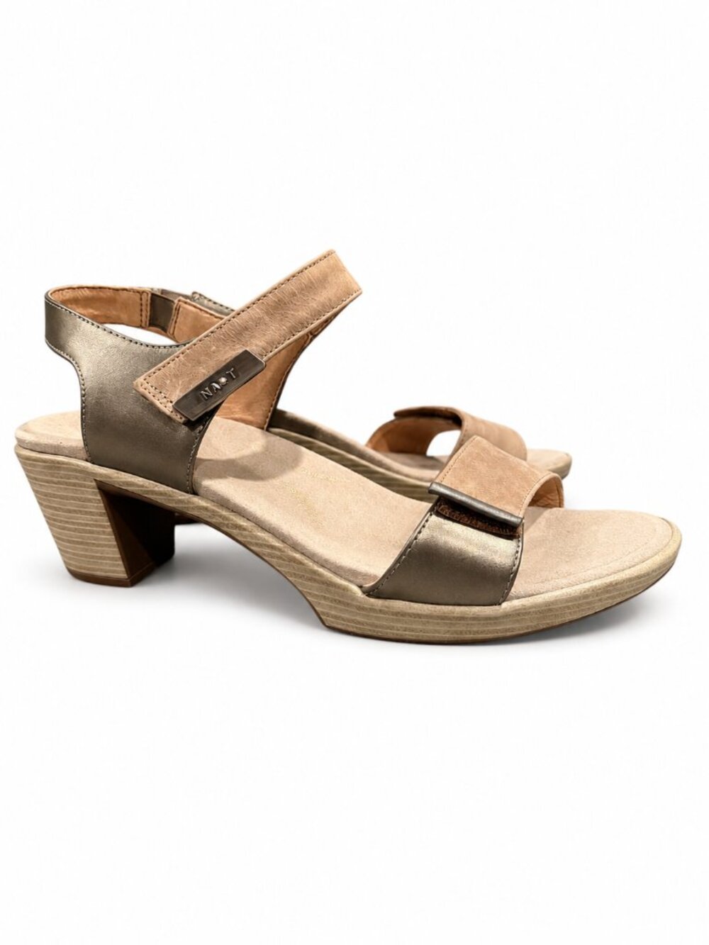 NAOT Intact Sandals Womens EU 40 US 9-9.5 Khaki Beige Pewter Leather Comfort EUC